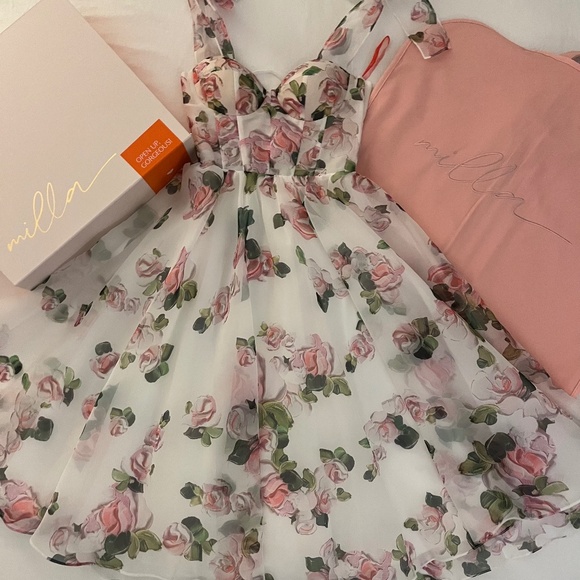 Milla Tender Floral Midi Tie Strap Dress - XS - Picture 1 of 5